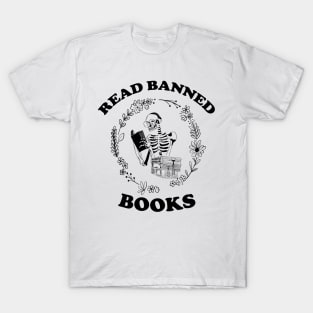 Read Banned Books, Teacher Librarian Gift, Skeleton Read Books T-Shirt